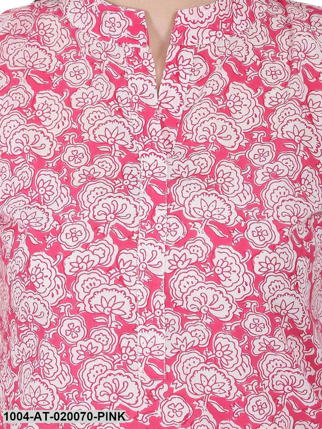 Pink Printed Straight Kurta