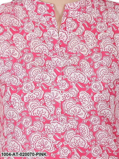 Pink Printed Straight Kurta