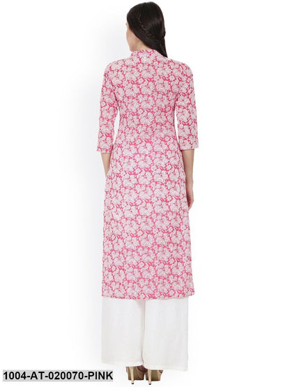 Pink Printed Straight Kurta