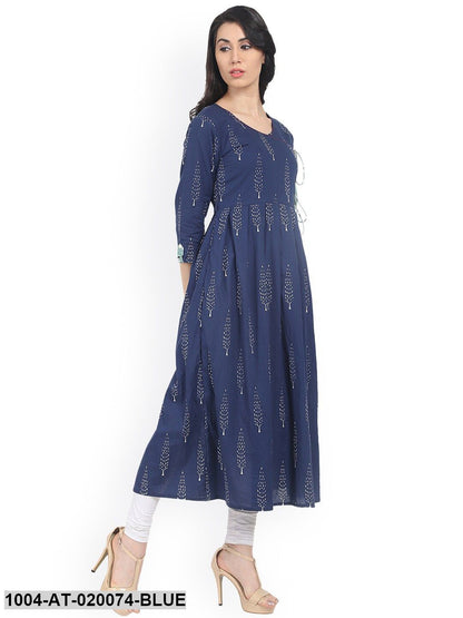Blue Printed Anarkali Kurta