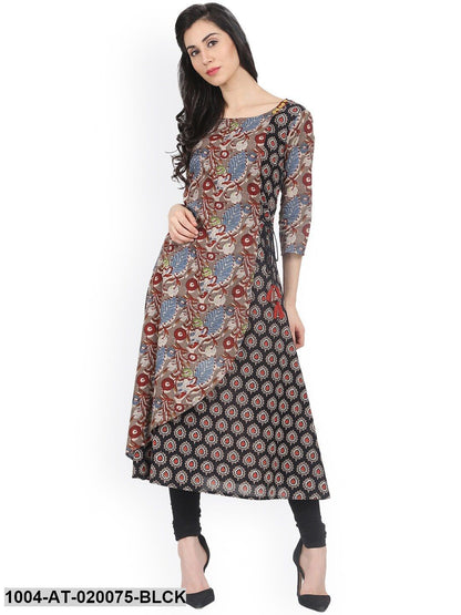 Black Printed A-Line Kurta