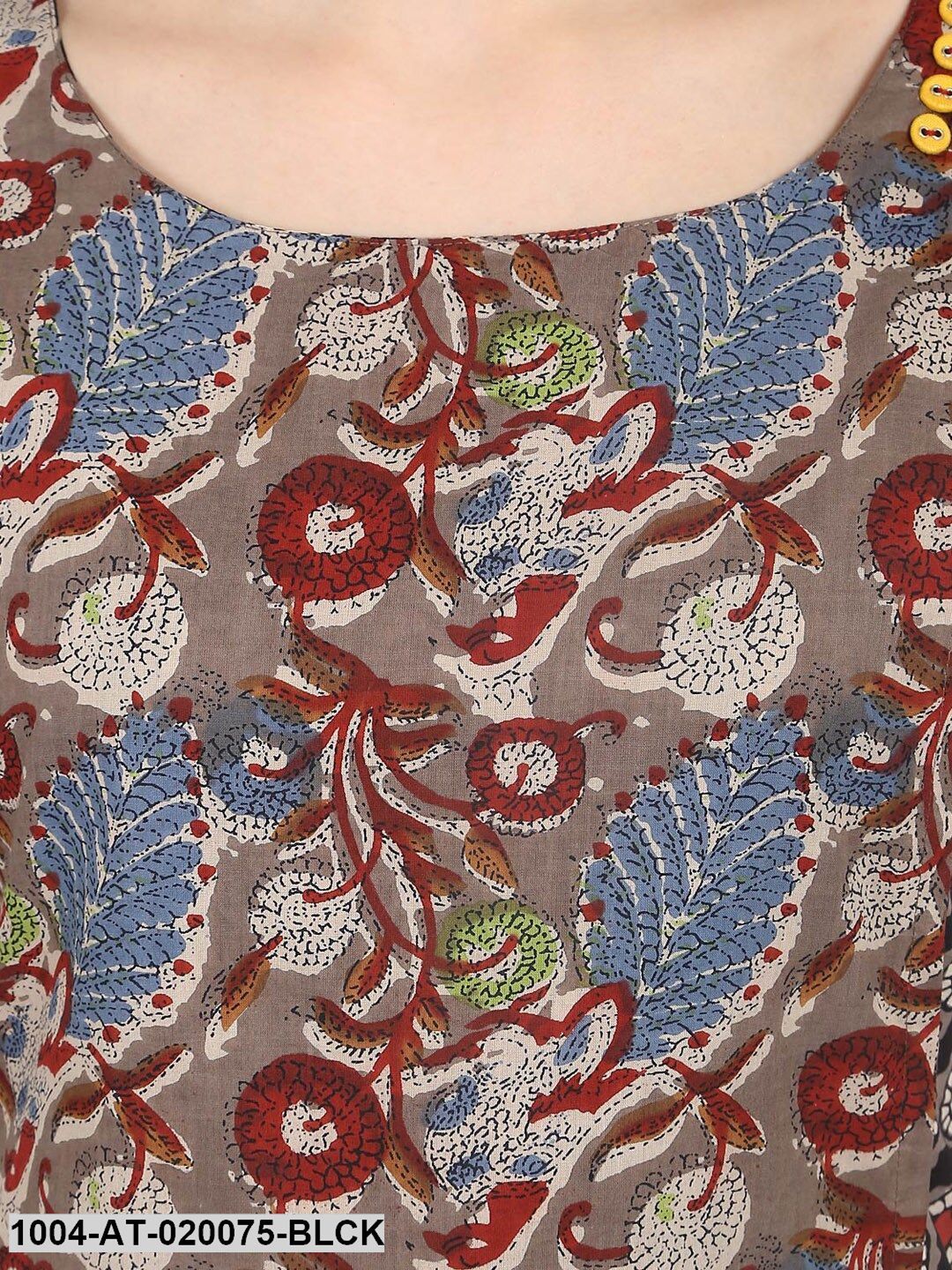 Black Printed A-Line Kurta