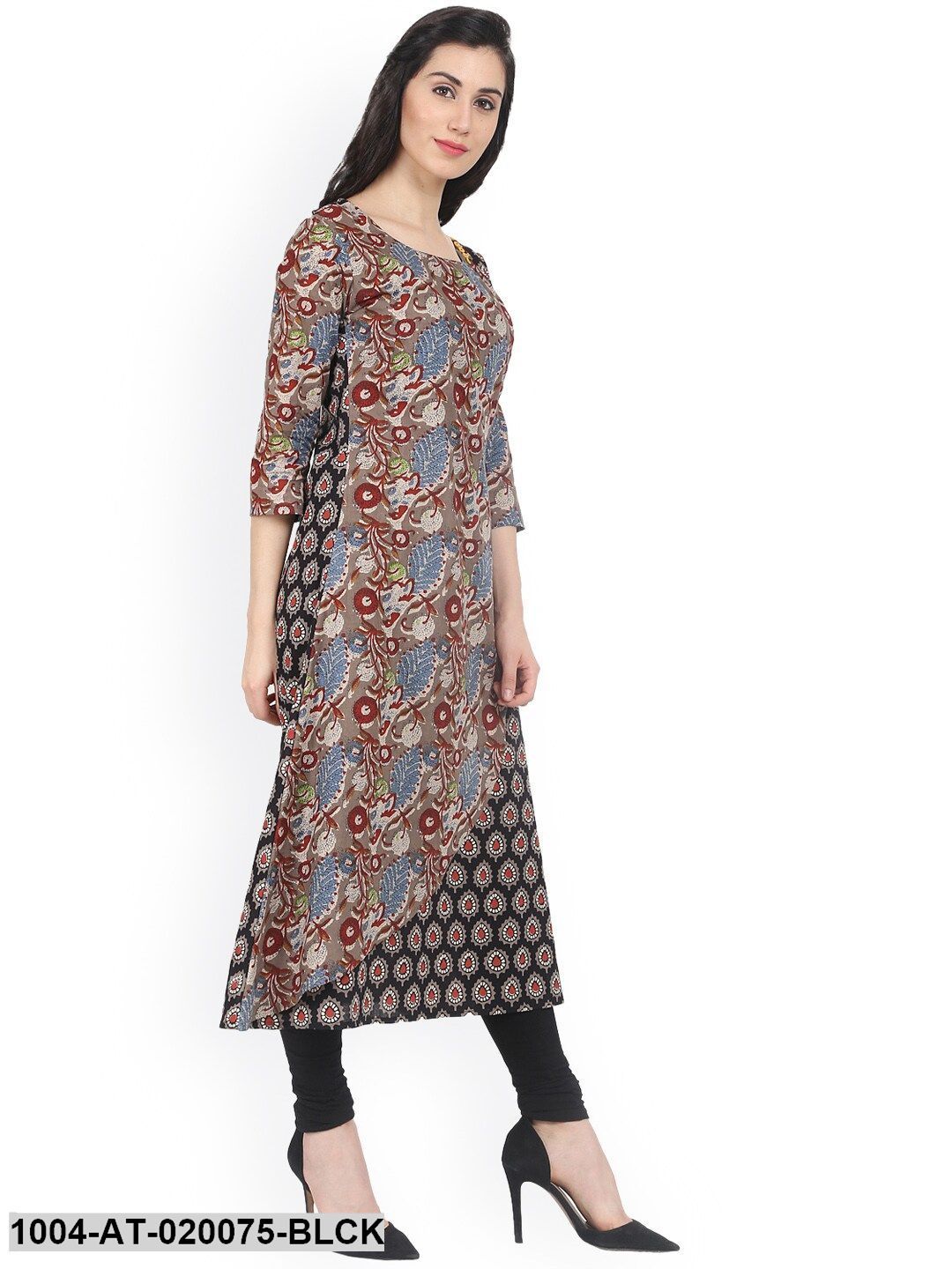 Black Printed A-Line Kurta