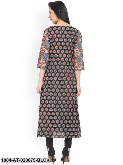 Black Printed A-Line Kurta