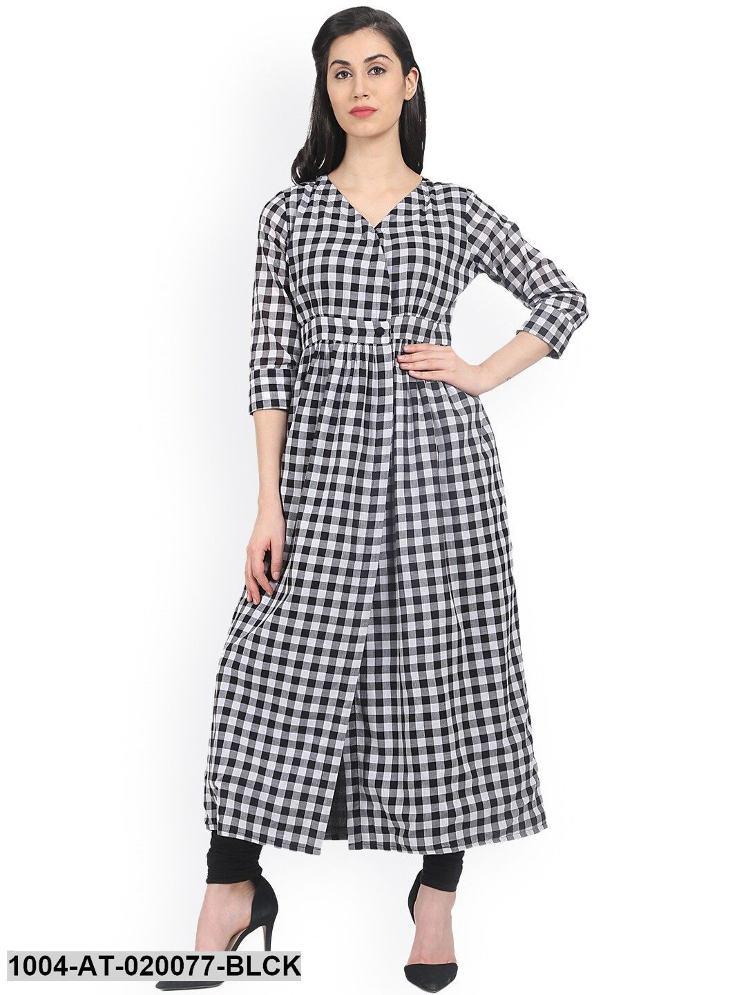 Black Checked Anarkali Kurta