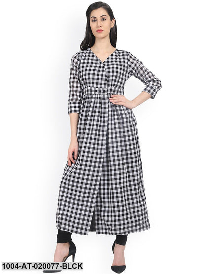 Black Checked Anarkali Kurta