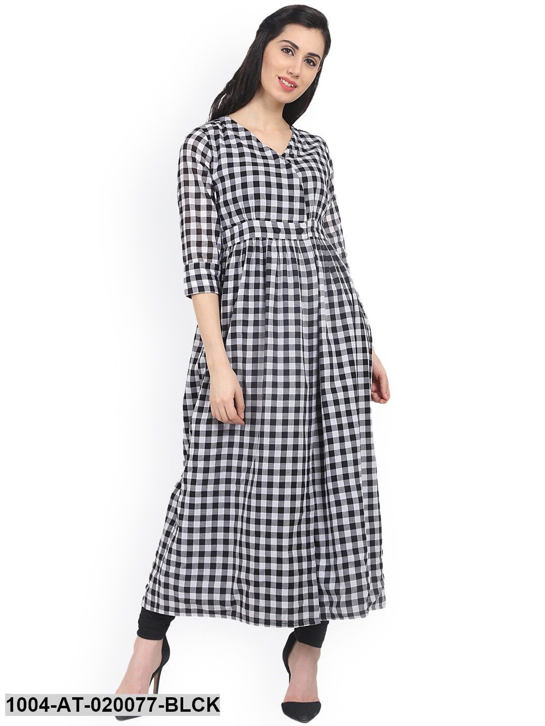 Black Checked Anarkali Kurta