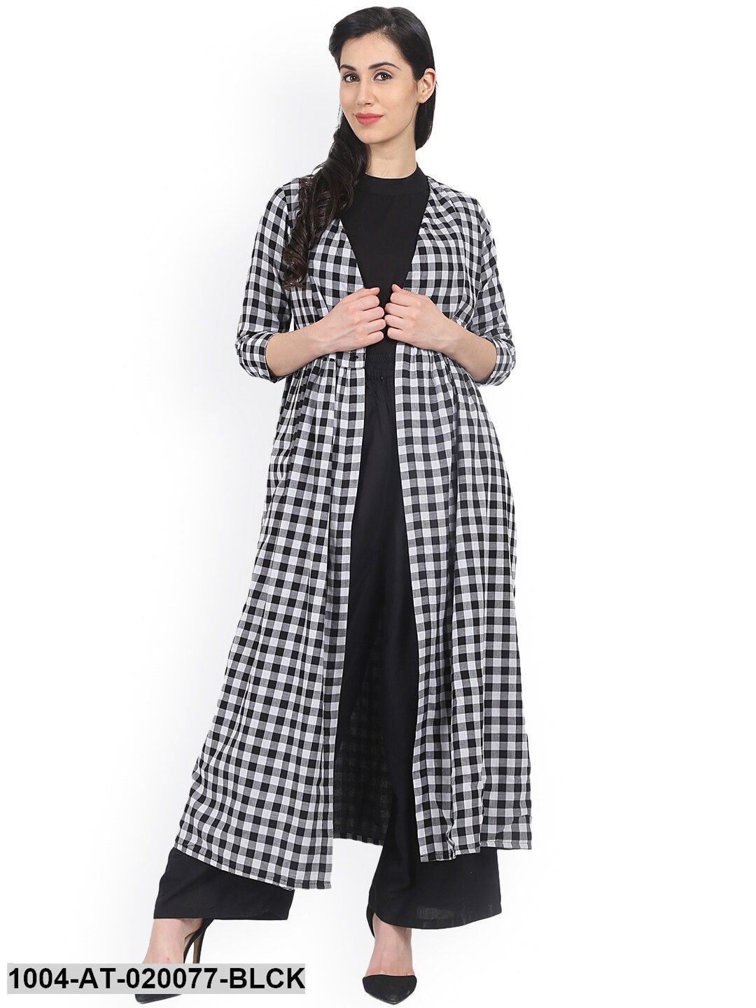 Black Checked Anarkali Kurta