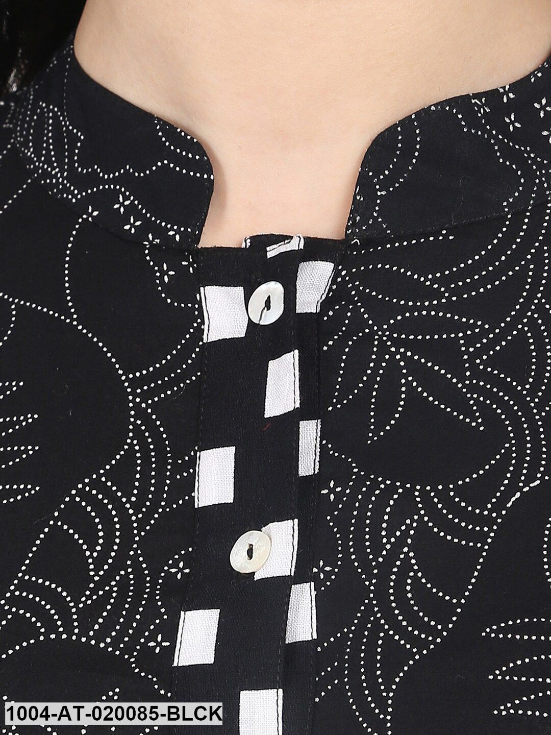 Black Printed Straight Kurta