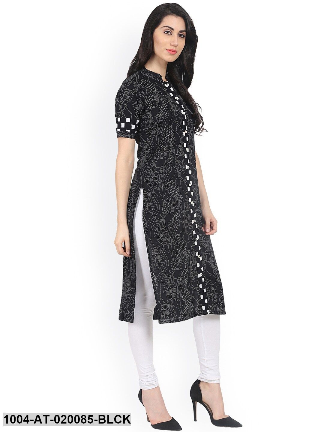 Black Printed Straight Kurta