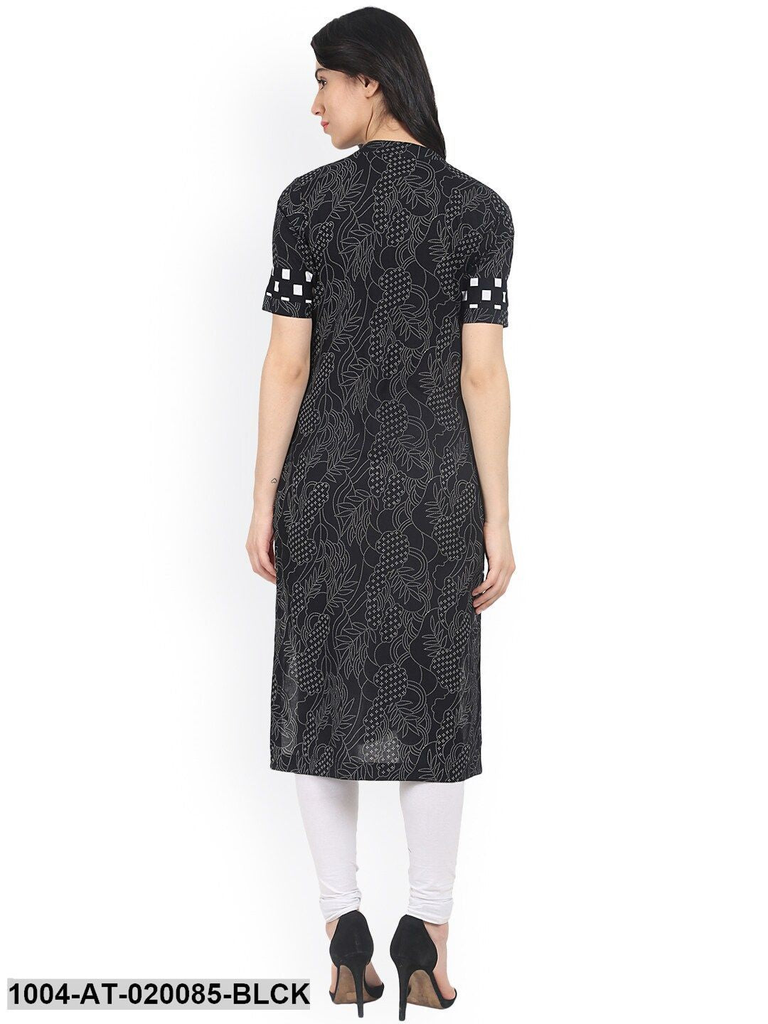Black Printed Straight Kurta