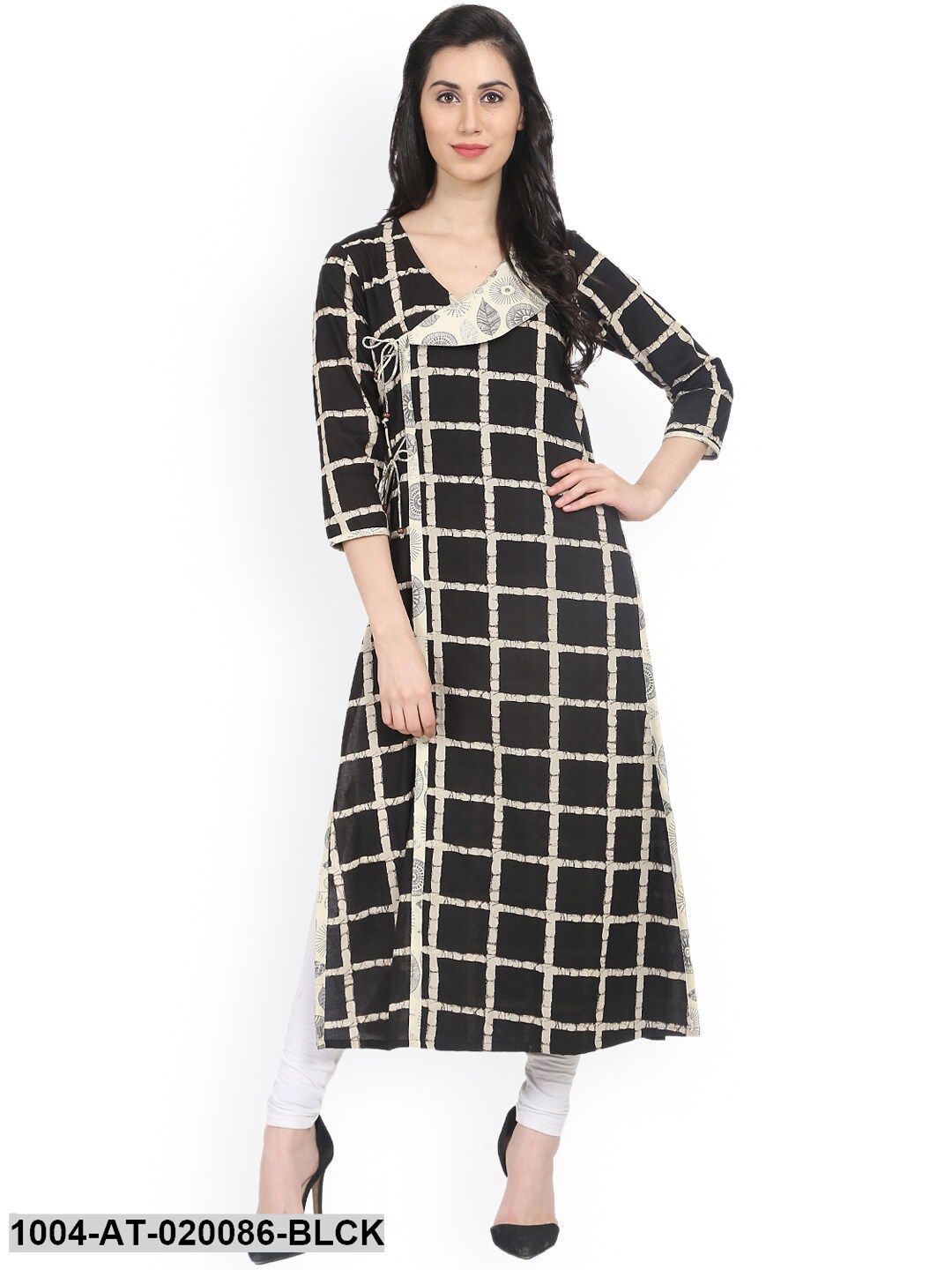 Black Checked Straight Kurta