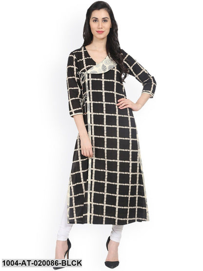 Black Checked Straight Kurta