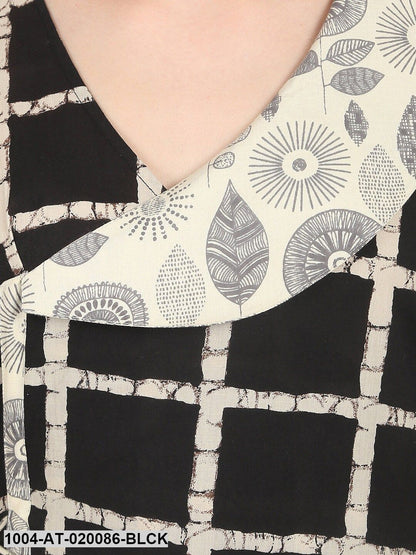 Black Checked Straight Kurta