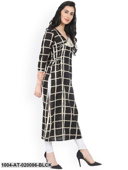 Black Checked Straight Kurta