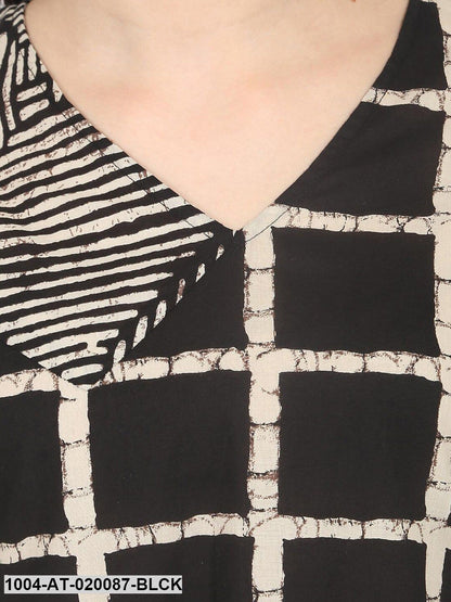 Black Printed A-Line Kurta