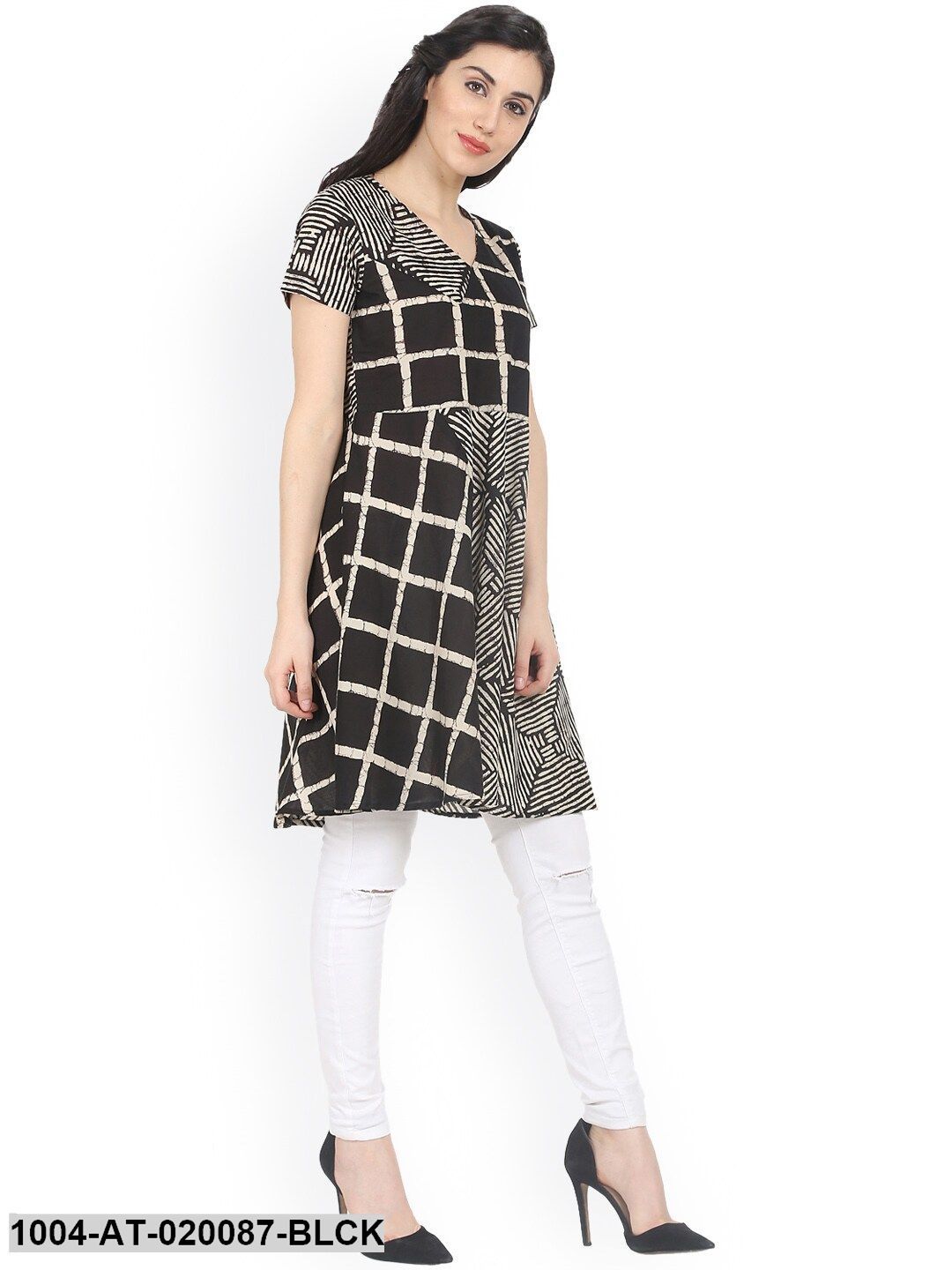 Black Printed A-Line Kurta