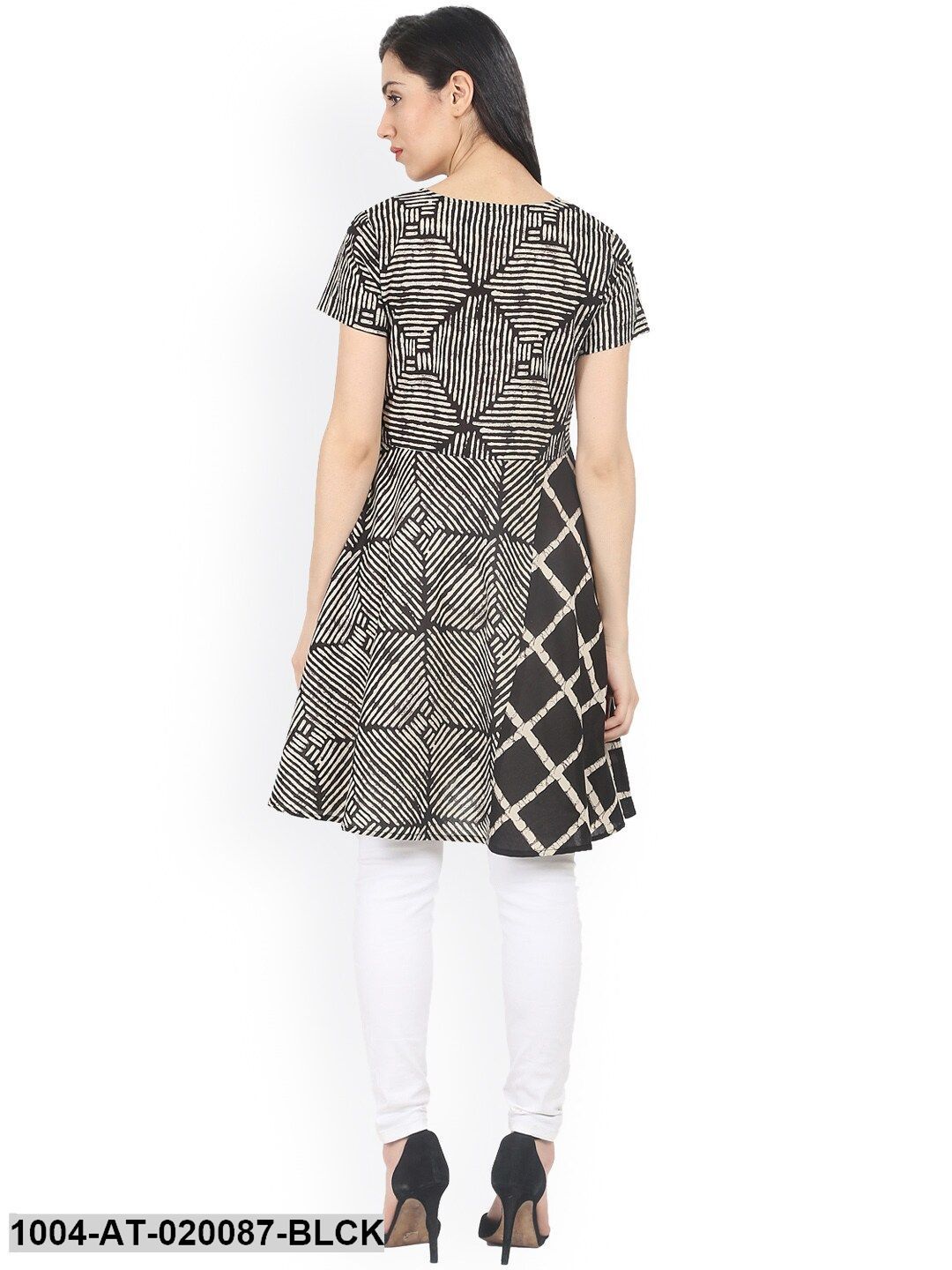 Black Printed A-Line Kurta