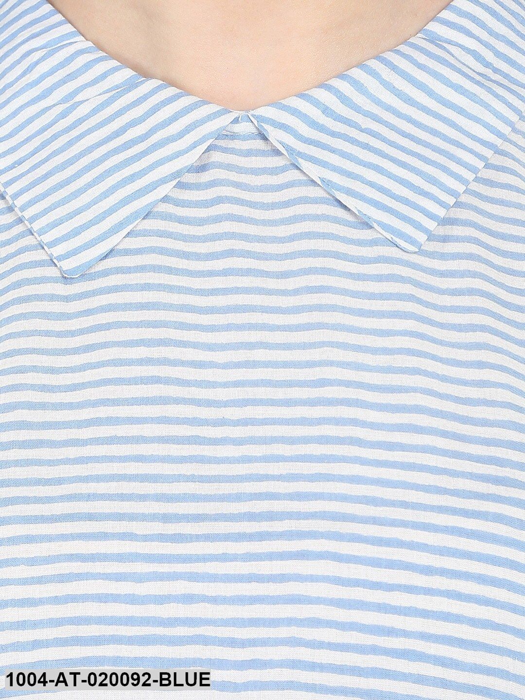 Blue Striped Anarkali Kurta