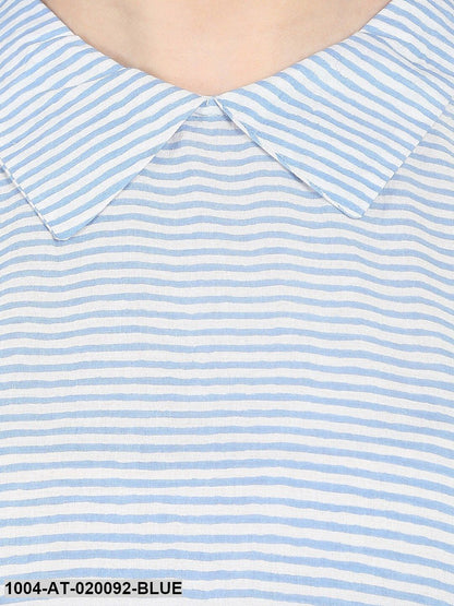 Blue Striped Anarkali Kurta