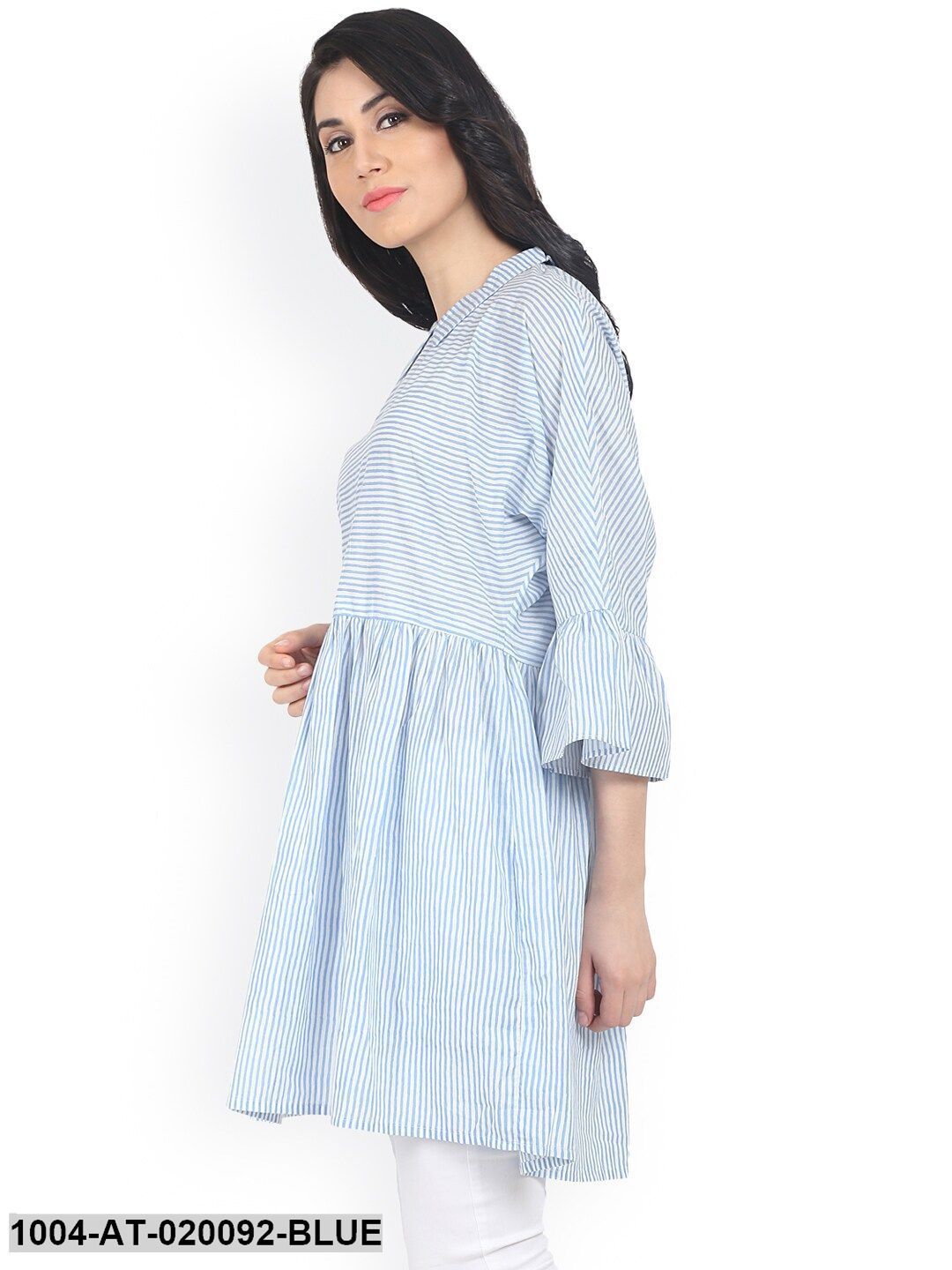 Blue Striped Anarkali Kurta