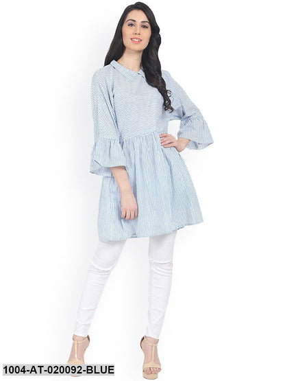 Blue Striped Anarkali Kurta