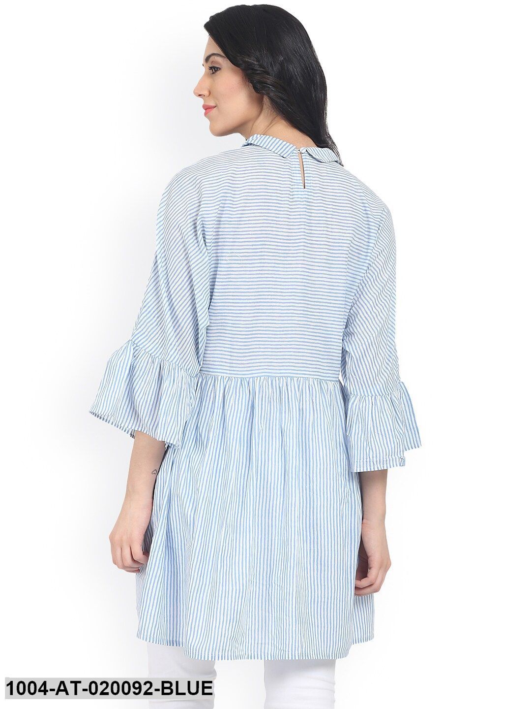 Blue Striped Anarkali Kurta