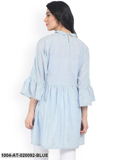 Blue Striped Anarkali Kurta