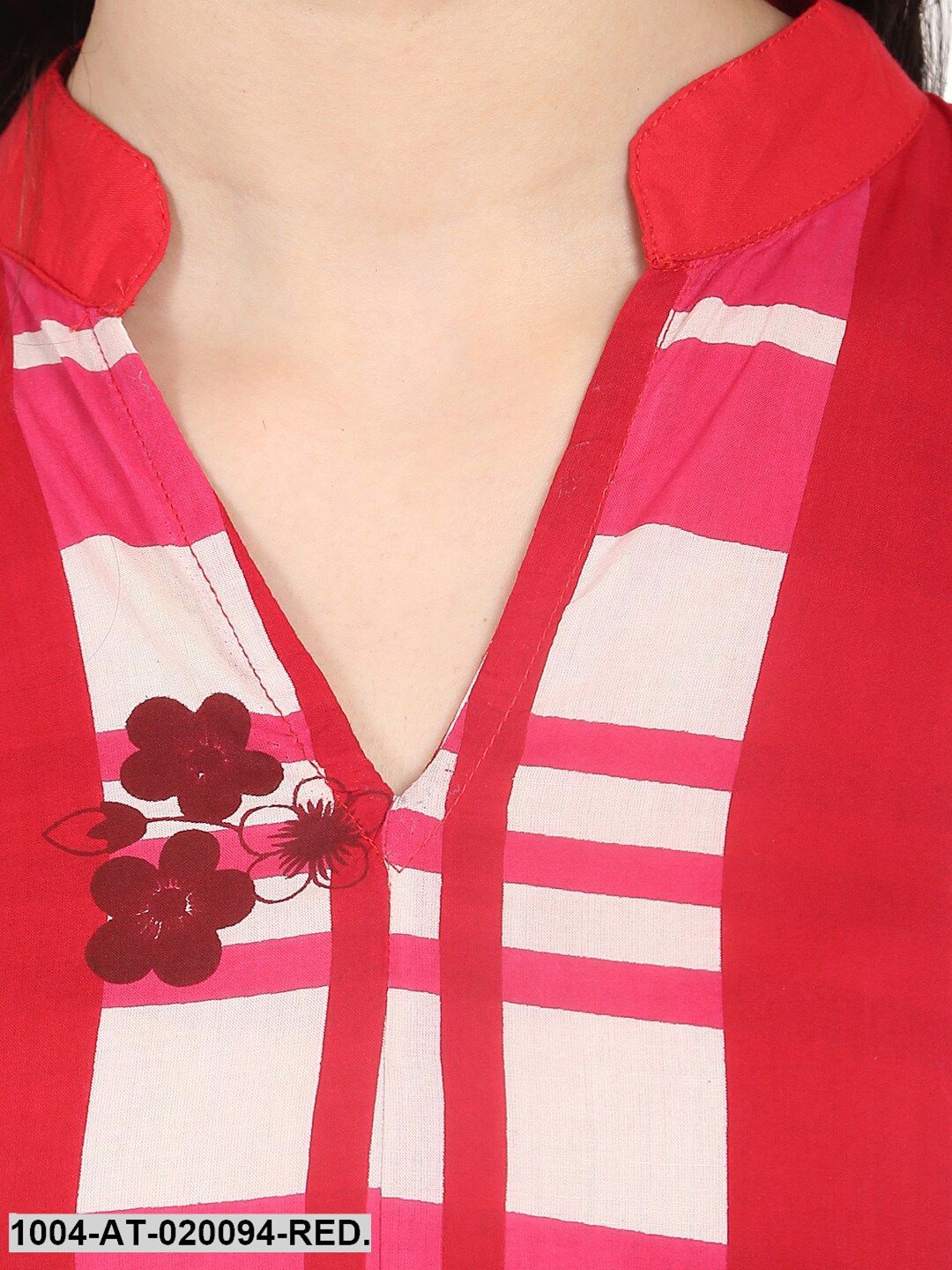 Red & White Printed A-Line Kurta