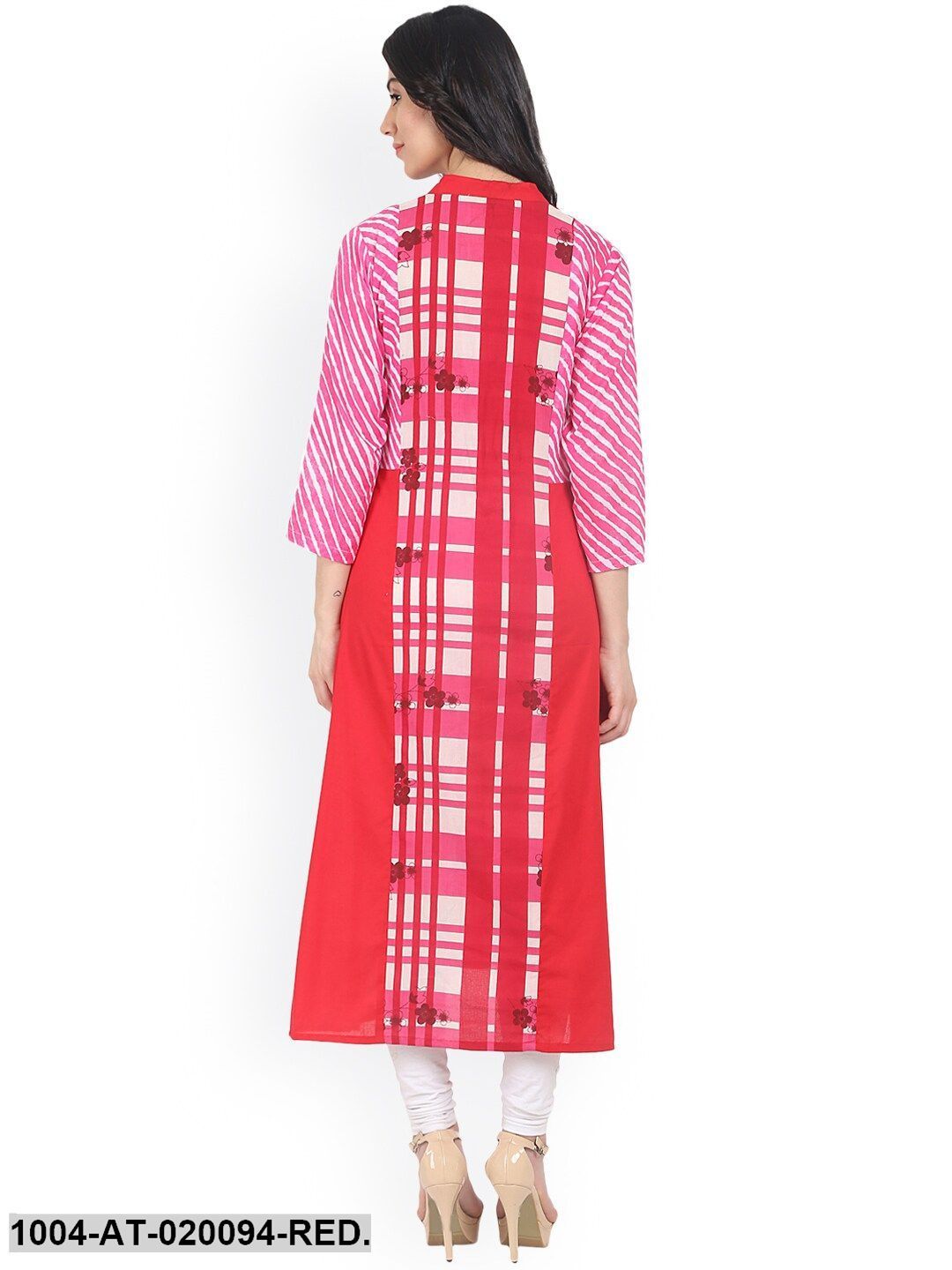 Red & White Printed A-Line Kurta