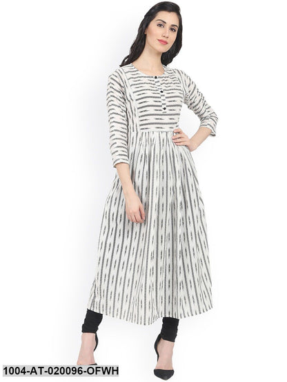 Off-White Printed Anarkali Kurta