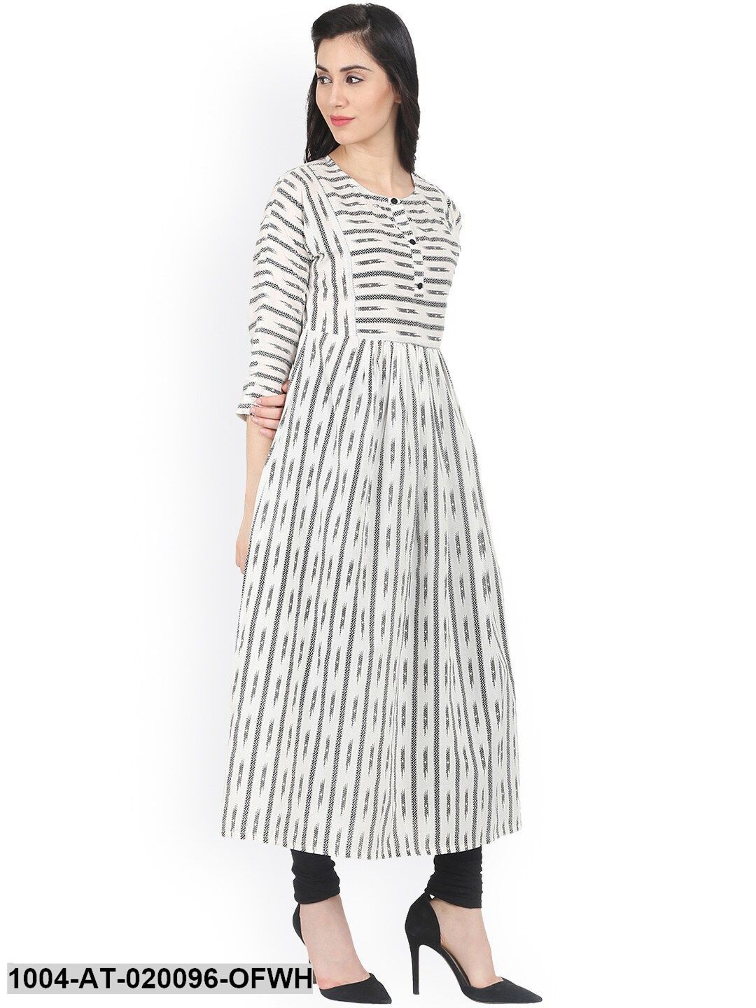 Off-White Printed Anarkali Kurta