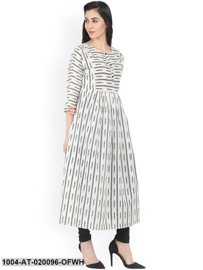 Off-White Printed Anarkali Kurta