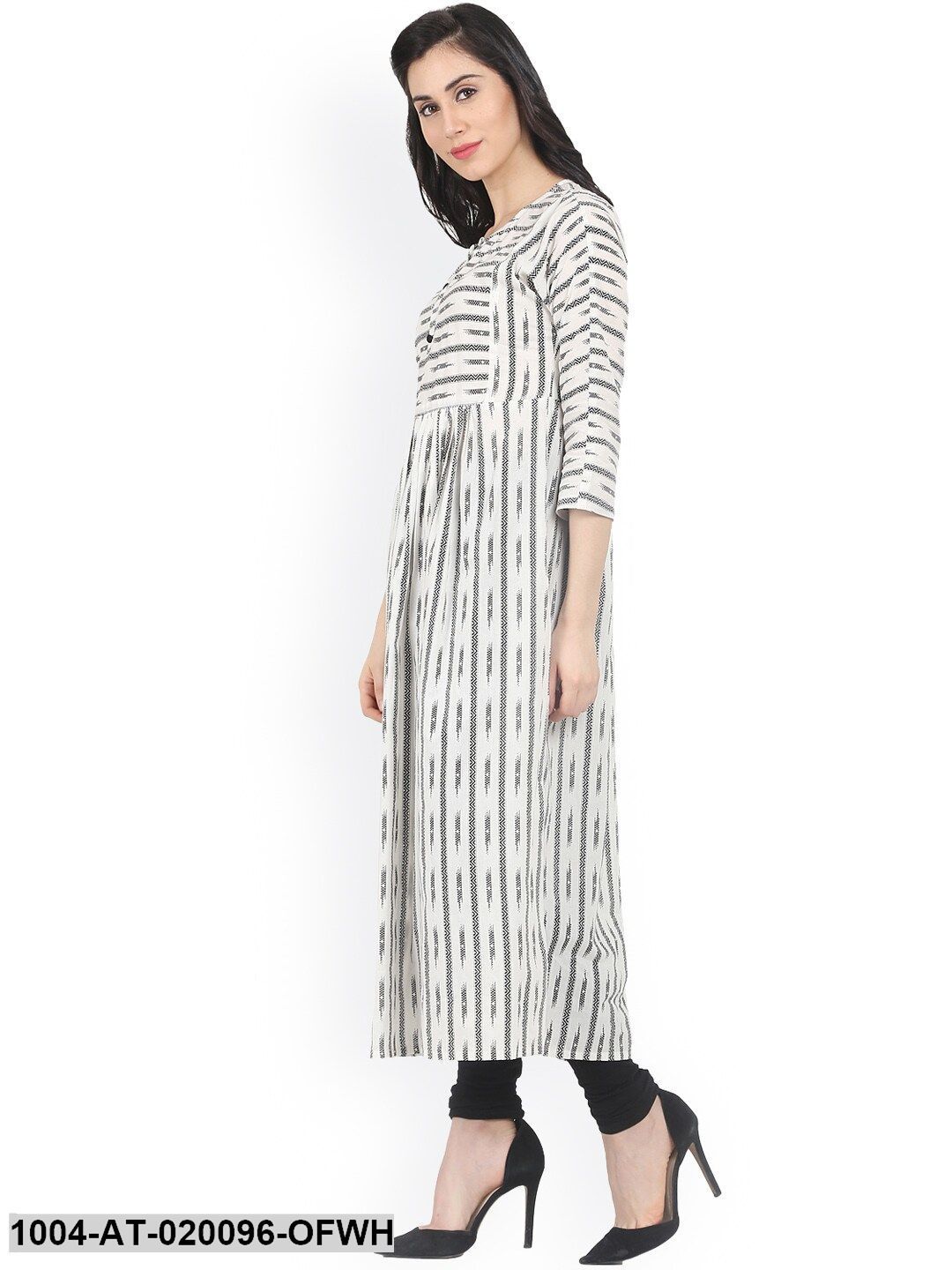 Off-White Printed Anarkali Kurta