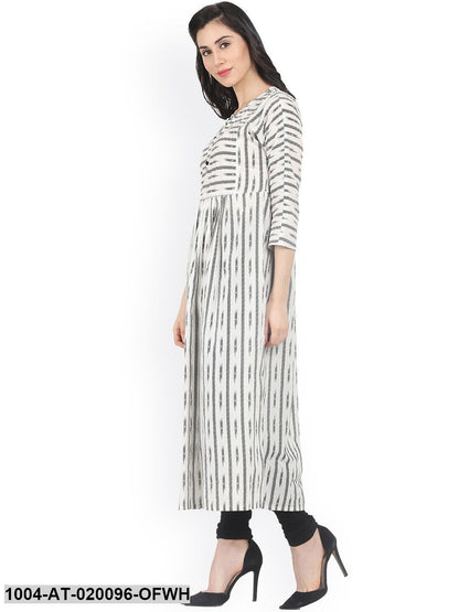 Off-White Printed Anarkali Kurta