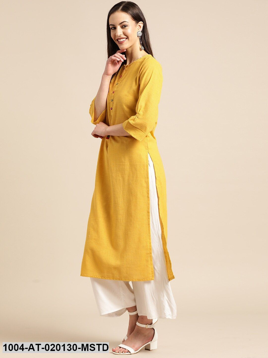 Mustard Yellow Solid Straight Kurta