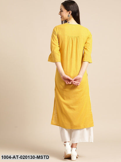 Mustard Yellow Solid Straight Kurta