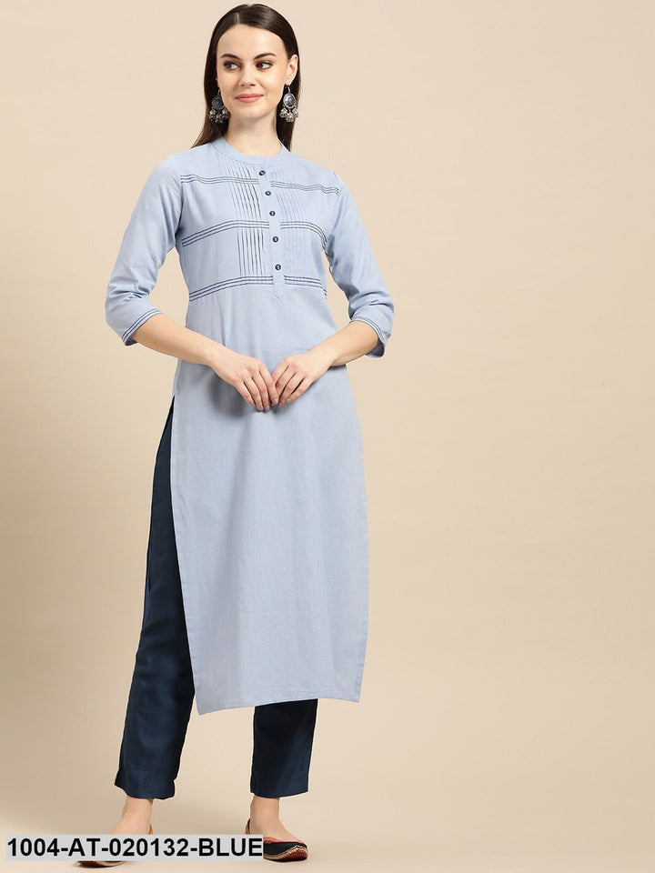 Blue Yoke Design Straight Kurta