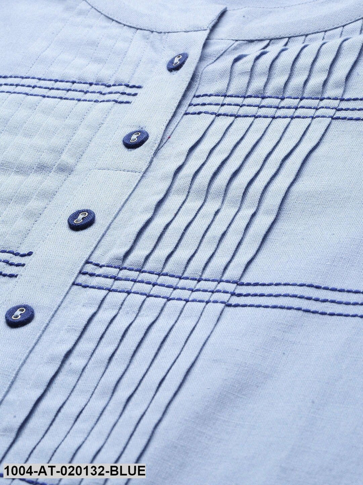 Blue Yoke Design Straight Kurta