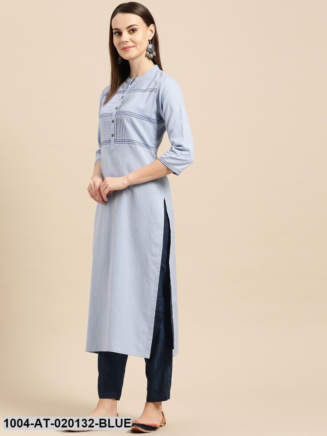 Blue Yoke Design Straight Kurta