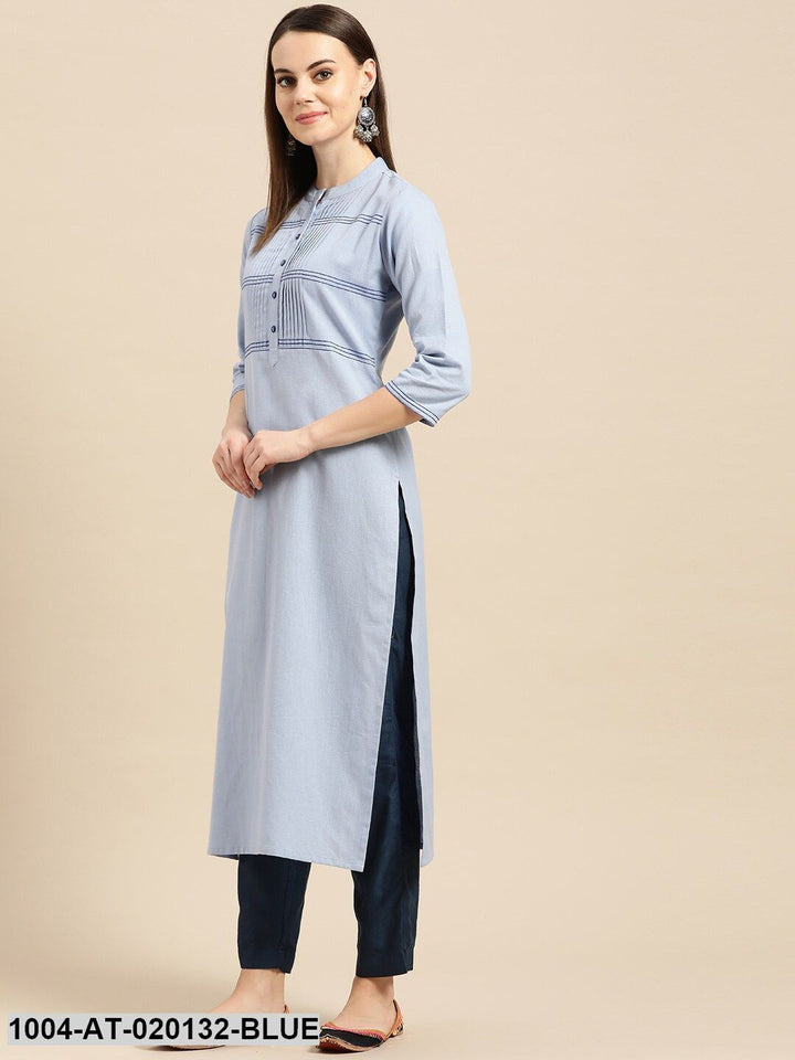 Blue Yoke Design Straight Kurta