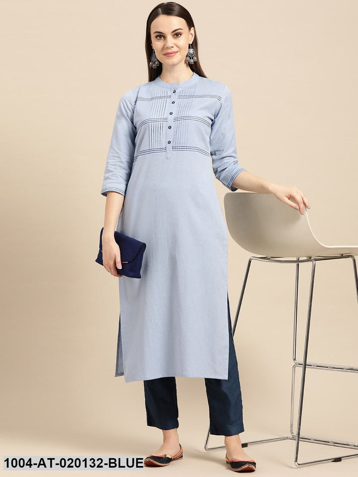 Blue Yoke Design Straight Kurta