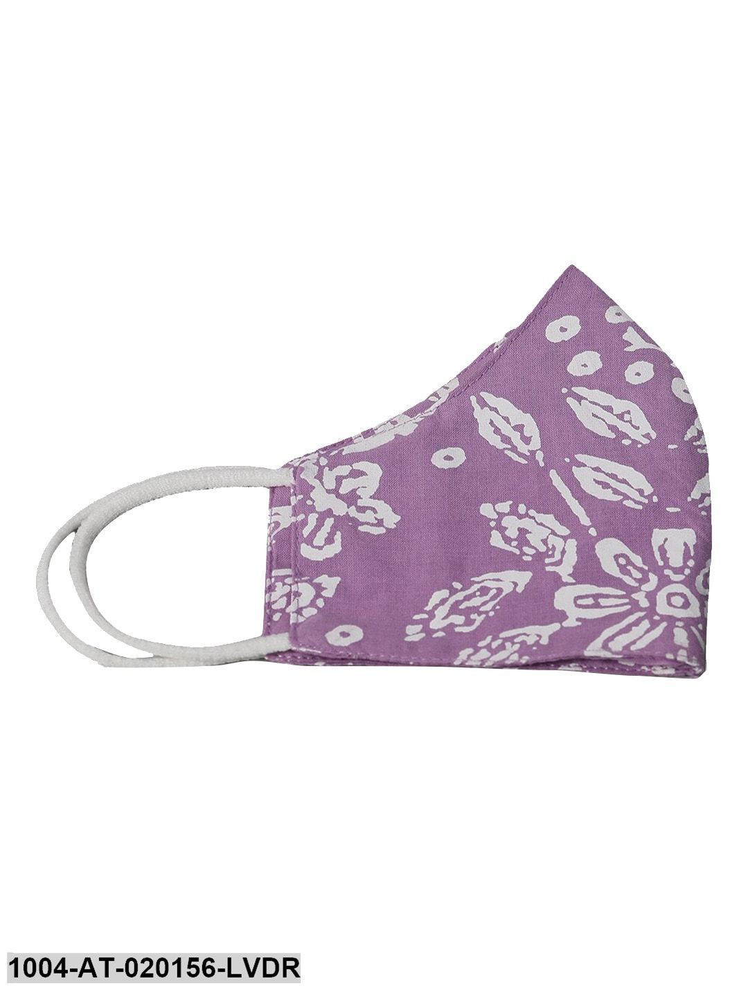 Lavender  White Floral Printed Kurta