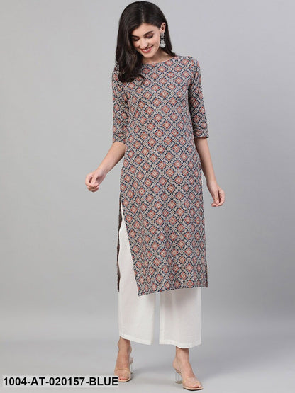 Blue Ethnic Motifs Printed Kurta