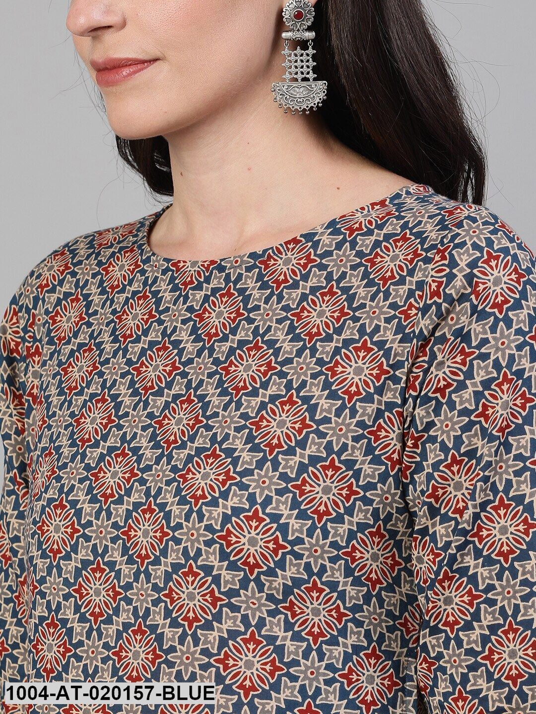 Blue Ethnic Motifs Printed Kurta
