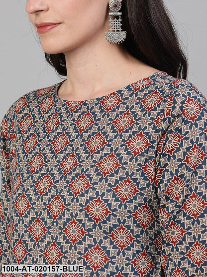 Blue Ethnic Motifs Printed Kurta