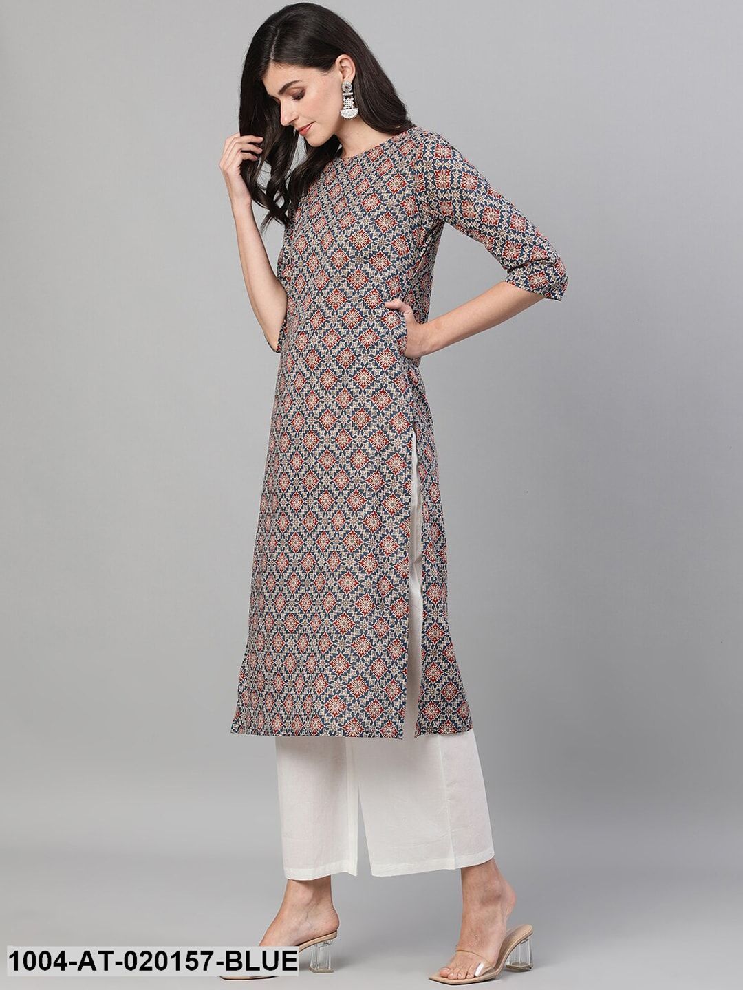 Blue Ethnic Motifs Printed Kurta