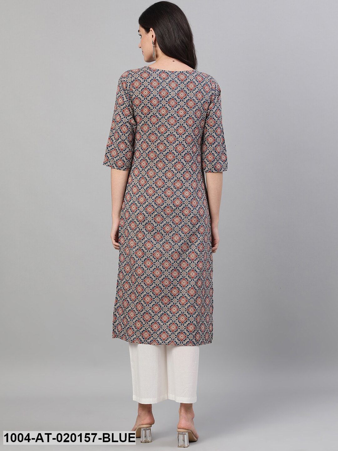 Blue Ethnic Motifs Printed Kurta