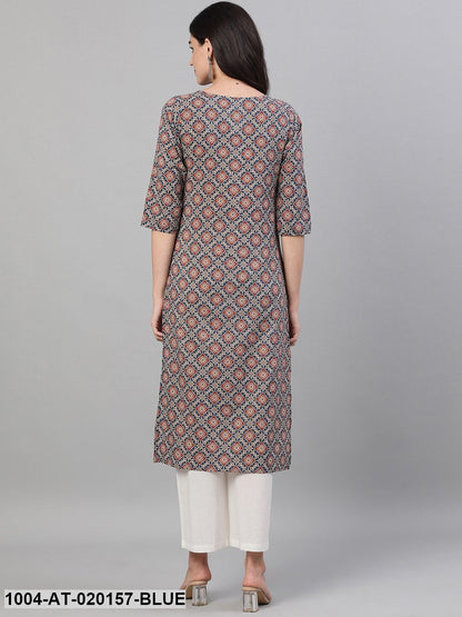 Blue Ethnic Motifs Printed Kurta