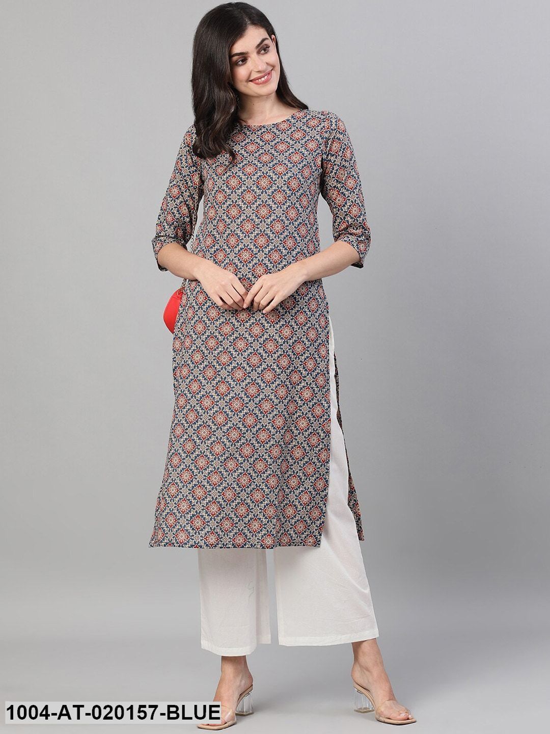 Blue Ethnic Motifs Printed Kurta